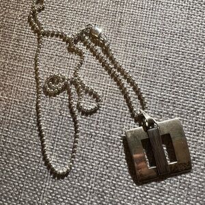 Vintage Sterling Silver Geometric Pendant Necklace